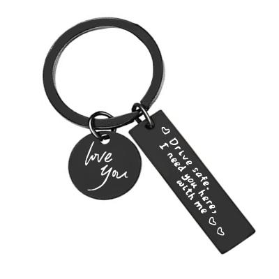 China Welcome Customize Black Natural Color Option I Need You Here With Me Drive Key Chain Safe Stainless Steel for sale