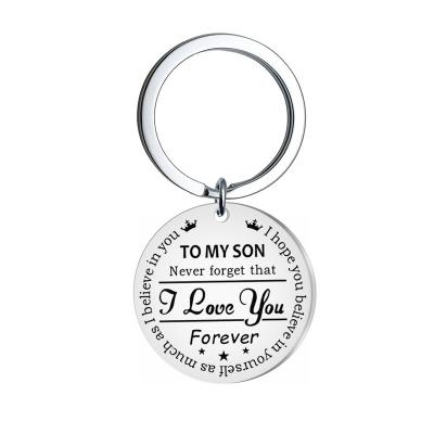 China Welcome Customize 2022 Great Gifts For Kids Birthday To My Son To My Daughter Stainless Steel Metal Keychains for sale