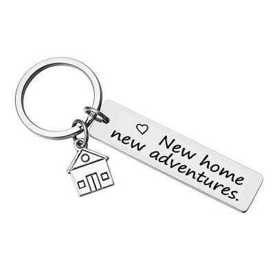 China Welcome Customize Gifts for 2022 New Home Housewarming Adventures Stainless Steel Key Chain for sale