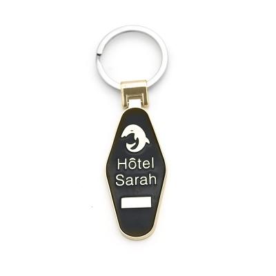 China Custom Hotel Soft Enamel Alloy Hotel Promotion Gift Logo Design Gold Color Zinc Key Chain for sale