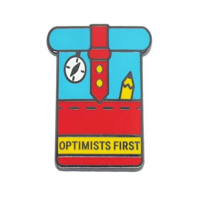 China Global Custom Optimists First Badge Black Nickel Plated Color Cute Hard Enamel Pin for sale