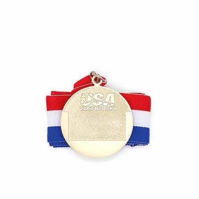 China Custom USA Global 2D Lightweight Gold Plating Water Ski Sport Medals With Ribbon for sale