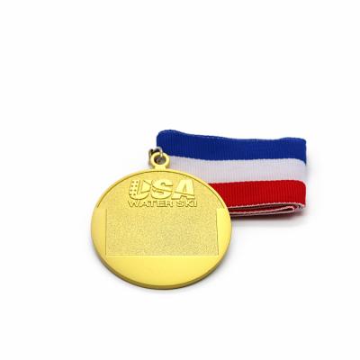 China Global Ribbon Medallion In Diecast Custom Water Gold Plated Zinc Alloy Ski Cheap Sports Medals 2D Color for sale