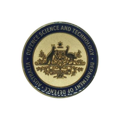 China Department of Defense and Science Technology Global Hard Enamel Gold Plated Epoxy Cover Metal Challenge Coin for sale