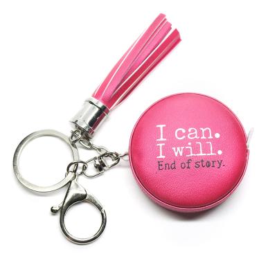 China Global Company Promotion Gifts Custom Design Print Logo Tassel Tape Measure Key Chain Rose Red 60inch 1.5m for sale