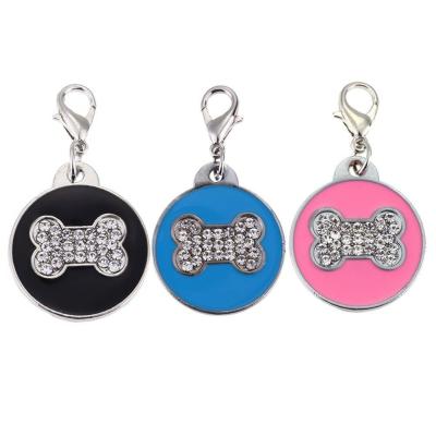 China Wholesale Metal Stocked Enamel Color Dog Name Tag For Pet Shop Gift DIY Laser On The Back for sale