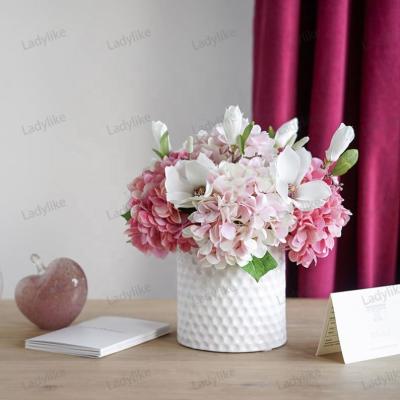 China Hot Selling Artifici Hydrangea Head Hydrangeas Artificial Head Flowers Wholesale Artificial Flower Silk Pink Hydrangea for sale