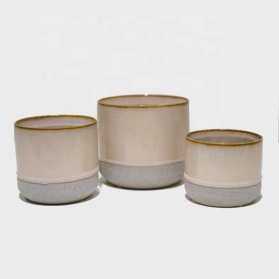 China Wholesale Modern Home Decoration Plant Round Porcelain Succulent Planter Desktop Pot Ceramic Orchid Artificial Flower Pots for sale