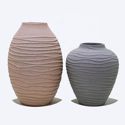 China New Classical/Postmodern Modern Ceramic Tabletop Vase Pottery Raw Container Dried Flower Arrangement Art Vase For Living Room Decoration for sale