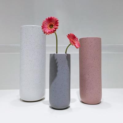 China New Nordic Classic/Postmodern Modern Creativity Decor White Flower Gifts Vase For Home Decor Brief Table Cylinder Decorative Ceramic Vase for sale