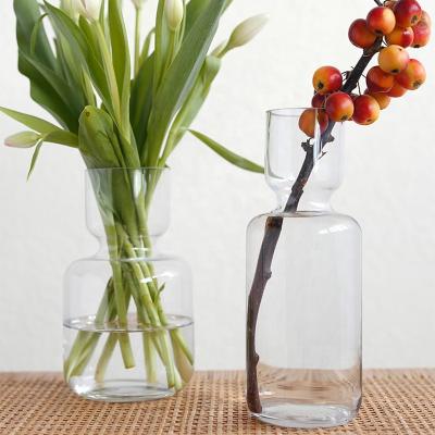 China Wholesale Europe Nordic Minimalist Hydroponic Decorative Hand Blown For Flower Arrangements Transparent Clear Glass Vase for sale