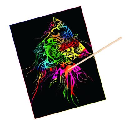 China Biodegradable Rainbow Scratch Art Paper Magic Scratch Art Paper Notes Scratch Art Paper Book for Kids with Wooden Stylus for sale