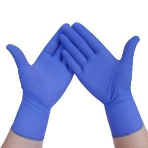 China Latex Blue Food Safe Disposable Gloves Custom Length For Hospital / Laboratory for sale