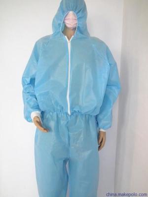 China Comfortable Wearing Plastic Gown Medical , Blue Disposable Waterproof Coveralls for sale