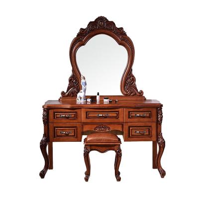 China Palace Solid Wood European Style Luxury Painted Solid Wood Carved Dressing Table for sale