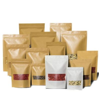 China Cheap Disposable Yellow White Paper Bag And In Stock Candy Tea Food Grade Paper Bag With Window for sale