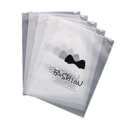 China Recyclable Custom Print Branding Logo Waterproof Frosted Plastic CPE Clothes Zip Lock Bag For Clothes Packaging for sale