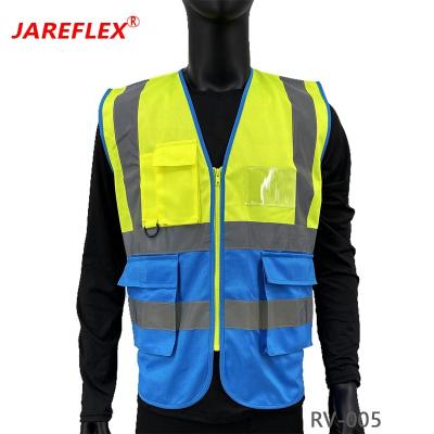 China Polyester High Visibility Safety Invest Custom Your Logo Protective Workwear 5 Pockets Outdoor Work Vest Reflective Brands for sale