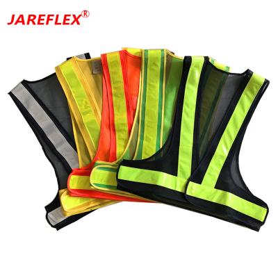 China Polyester Mesh General Purpose Safety Vest Polyester Mesh With Two Inch Lime PVC Reflective Stripe for sale