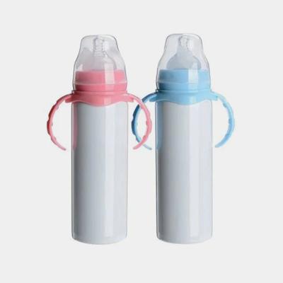 China PORTABLE 8oz Stainless Steel BPA Free White Sublimation Baby Bottle Sippy Cup Blank Toddler Cup For Child Tumbler With Handle for sale