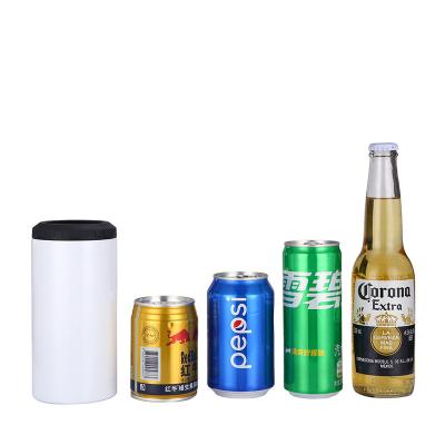 China Stored 4 in 1 16oz Can Cooler Sublimation Box Cooler Sublimation Box Stainless Steel Lean Insulated Blank Slim Box Cooler with 4 Lids for sale