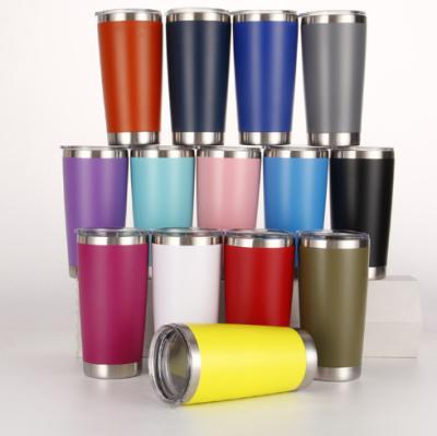 China 20 oz Bulk Custom Logo Powder Double Wall 304 Stainless Steel Travel Mug Tumbler Cup Thermos With Cover for sale