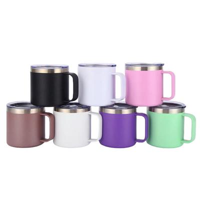 China Viable Wholesales Custom Logo Vacuum Insulated Mug Stainless Steel With Tumbler Handle Vacuum Travel 14 Ounce Coffee Camping Mugs for sale