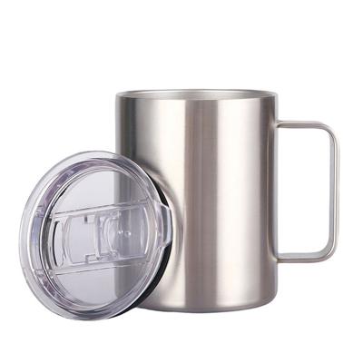 China Viable Stainless Steel 12oz Coffee Mug Empty Wine Cups Double Wall Warmer Insulated Seamless Tumbler With Metal Handle for sale