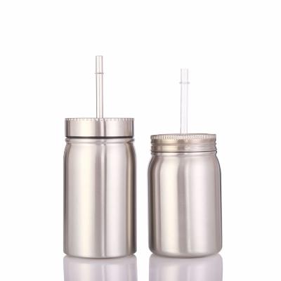 China Tumbler Viable Blank Mason Jar With Lid And Straw For Hot And Cold Proof Stainless Steel Mason Jar Double Walled Leek 12oz 17oz for sale