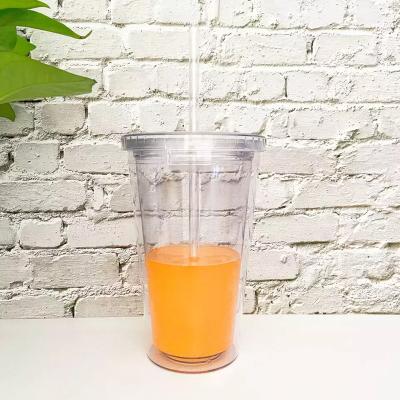 China 12oz 16oz 22oz Acrylic Tumbler BPA Free Plastic Double Wall Viable With Straw And Lid Wholesale Bulk Acrylic Tumbler for sale