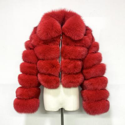 China Luxury Fox Fur Coat Madame Fox Fur Jacket Reversible Wholesale Custom Made Women's Real Coat for sale