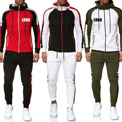 China Winter 5xl Men's Sweatsuit Tracksuit Breathable Customized Hooded Matching Casual Patchwork Jogging 2 Piece Set Fits Solid Gym Sports Wear for sale