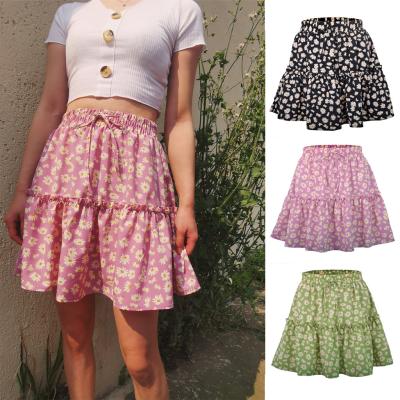 China 2021 Latest Spring Summer Floral Print Ins Fashion Anti-Static Ladies Skirts Little Daisy Skirt For Womans for sale