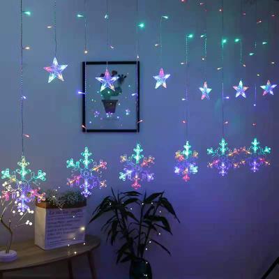 China Christmas Curtain Snowflake Shape Window Curtain String Light Fairy Led Curtain Light For Wedding Room Holiday Festival Decoration for sale