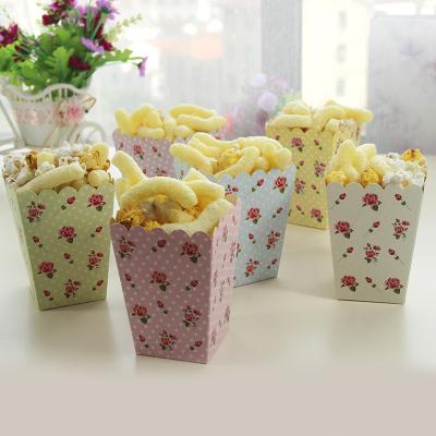 China Disposable Tableware Wedding Party Chevron Popcorn Boxes Colorful Paper Popcorn Favor for sale