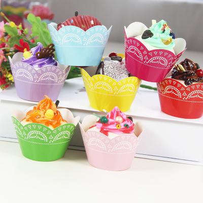 China Colorful Food Grade Factory Wholesale Chinoiserie Lace Cupcake Dessert Paper Wrappers Classic Oriental Single Baking Cup for sale