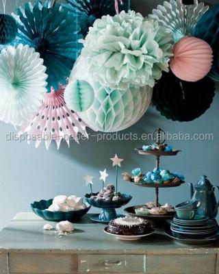 China Mermaid Party Supplies Pom Poms Balls Paper Tissue Paper Fans Backdrop Decor Ideas Tissue Paper Fans for sale