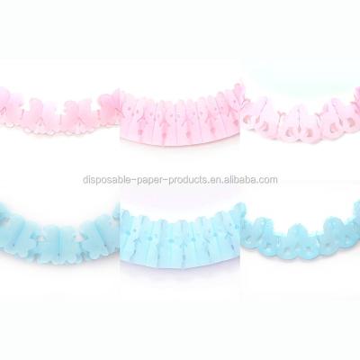 China Baby Shower Party Decoration Set Pink Blue Teddy Bear, Rocking Horse or Bunnying Pram Hunging Garland Paper Garland BANNER Garland for sale