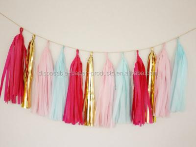 China NEW China Barbie Pinks, Mint & Gold Bubble Gum Tassel Garland 17 Tassels - Party Decor, Wedding Decor, Birthday Party, Photo Backdrop for sale