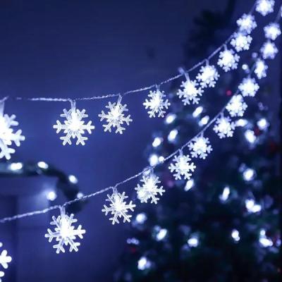 China Santa Snowflake Led 10led 3*aa Fairy Warm White String Lights Christmas Sale Christmas Snowflake Decoration Light Warm Light For Bedroom Party for sale