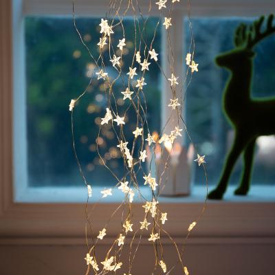 China Silver 30Stars Hot Sale Garland Light 2M Star Shaped LED Fairy Lights with Waterproof Christmas Decoration Light for Christmas Diwali Easter Patio for sale