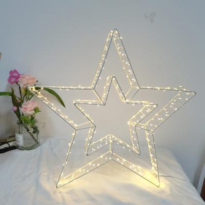 China Hot Sale White Metal LED String Light Star Lights Christmas Decoration Light For Outdoor Party Wedding Holiday for sale