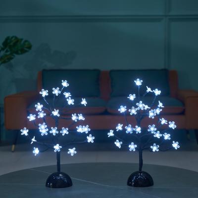 China Led Artificial White Cherry Blossom Tree Lights Christmas Decoration Light Hot Sale Snowflake Christmas String Battery Operated For Night Room Party Festival for sale