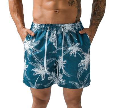 China Wholesale Summer Elastic Waist Custom Men's Breathable 100% Polyester Swim Beach Shorts For Men for sale