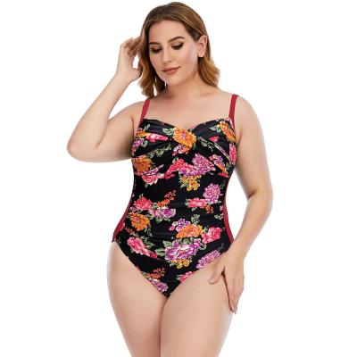 China Customized Large Size Women Swimsuit Swimwear Breathable Plus Big Breast Women Beach Monokini Print Swimwear for sale