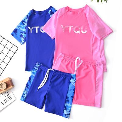 China Breathable Short Sleeve Printed Kids Surfing UV50+ Swimming Suit Rash Guards for sale