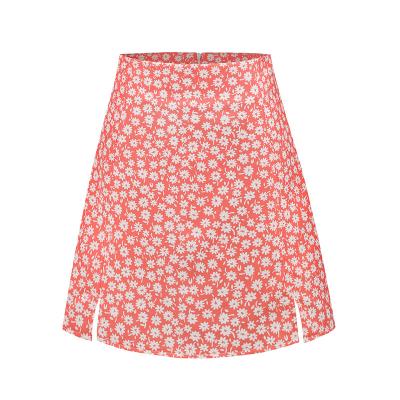 China 2021 Summer Breathable High-waist Floral Print Skirt Dasty Fashion Covers Hips Split Mini Skirt For Ladies for sale