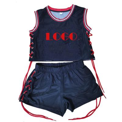 China Wholesale QUICK DRY Summer Sleeveless Basketball Shorts 2 Piece Tank Top Set Women Sports Crop Top And Biker Set Of Shorts for sale