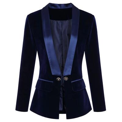 China Women fashion velvet blazer jacket and coats high quality anti-static suits ladies slim fit solid color women fall suit jacket for sale