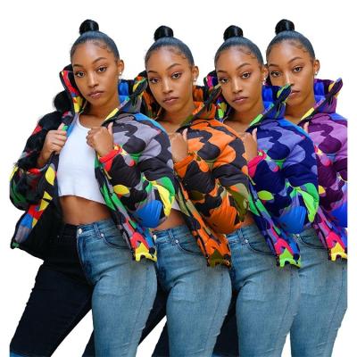 China Wholesale Women's Anti-shrink Coated 2021 Short Camouflage Print Winter Bubble Jackets Women Warm Down Coats for sale